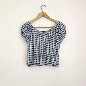 Gingham Off The Shoulder Crop Top